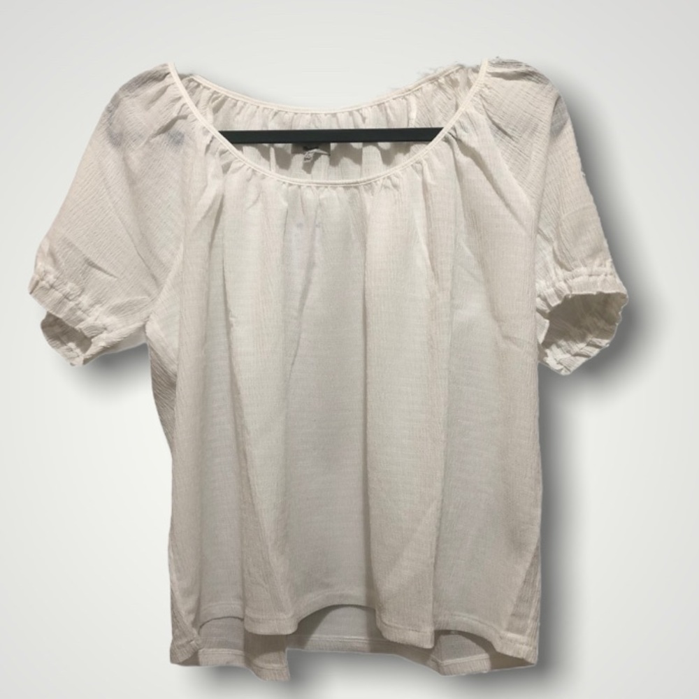 NWT Madewell Texture & Thread Peasant Top in White Size L
